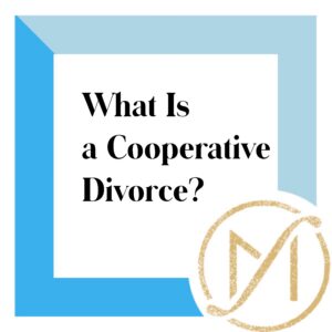 Blue border with the words "What Is a Cooperative Divorce" in black on a white background