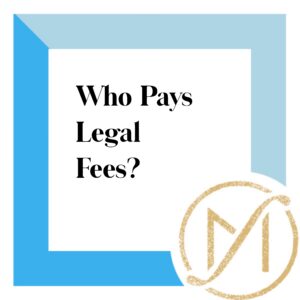 "Who Pays Legal Fees" in a white square with a blue border.